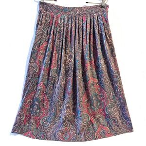 VTG Garland Paisley Skirt Size 8‎ Rayon Midi Dark Academia Elastic Old Money